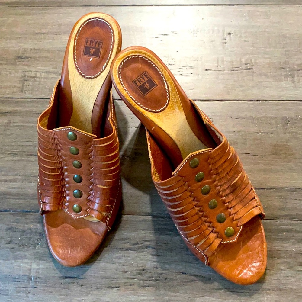 Frye Brown Leather Heeled Sandals